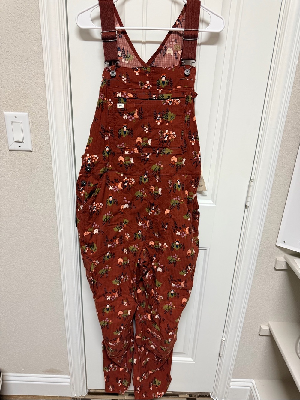 Duluth Trading Co Rust Floral Women's Overalls Jumpsuit